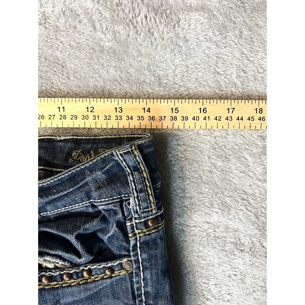 Cowgirl Tuff Western Jeans Women’s Size 26 Low Rise Raw Hem Straight Leg Studded - Picture 10 of 11